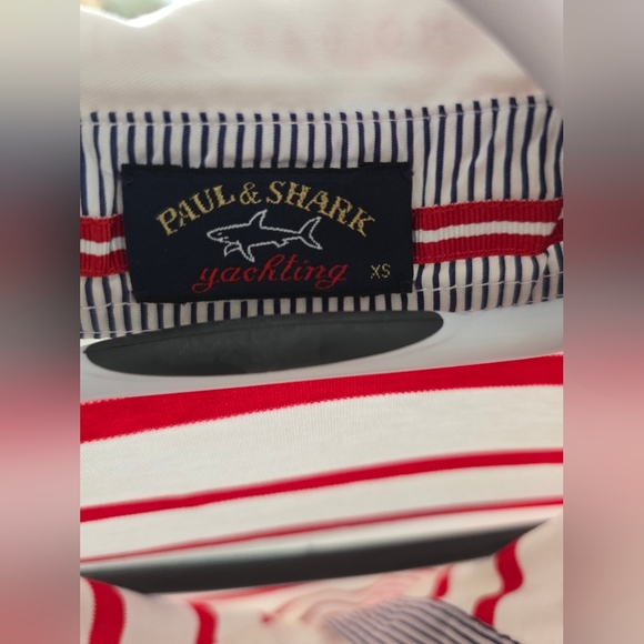 Paul Shark Yaht Retro Polo Red White Striped Long Sleeve Cotton Shirt Size XS - Picture 7 of 7